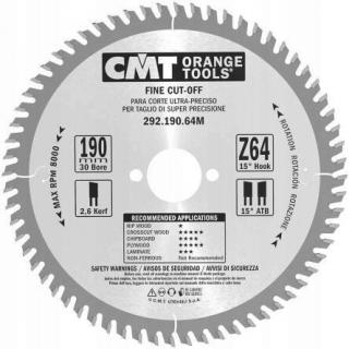 CMT - Piła HM 190x30x2,6/1,6 Z=64