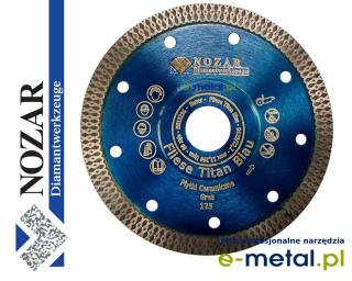 NOZAR Tarcza diamentowa/125/22,2/Fliese Titan Blau 1,2 x 10/Wzmacniany dysk/Gres Twarda ceramika/Granit