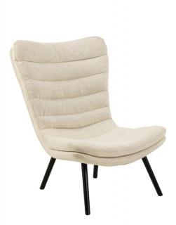 -10% z kodem BD10 - Fotel wypoczynkowy Grafton, do salonu, kremowy, boucle, jasny