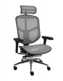 -10% z kodem ERGO25 - Fotel biurowy Enjoy 2 BS Grey, czarno-szary siatkowy fotel ergonomiczny
