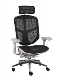 -10% z kodem ERGO25 - Fotel biurowy Enjoy 2 GS Black, szaro-czarny siatkowy fotel ergonomiczny