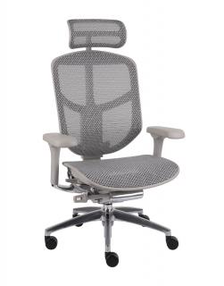 -10% z kodem ERGO25 - Fotel biurowy Enjoy 2 GS Grey, ergonomiczny, szary, siatkowe oparcie