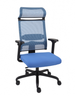 -10% z kodem ERGO25 - Fotel biurowy Ergofix TM03 niebieski - ergonomiczny, młodzieżowy, z zagłówkiem, siatkowy, wygodny dla kręgosłupa