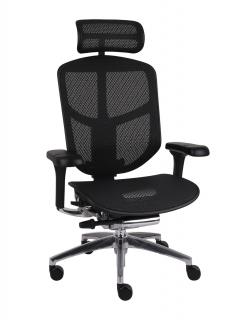 Fotel biurowy Enjoy 2 BS Black, czarny, siatkowy fotel ergonomiczny