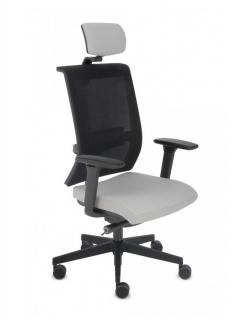Fotel biurowy Level BS HD - obrotowy, z zagłówkiem, wygodny dla kręgosłupa, siatkowy