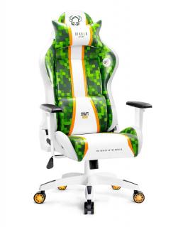 Fotel gamingowy Diablo X-One 2.0 King Size: Craft Edition, biało-zielony, duży fotel