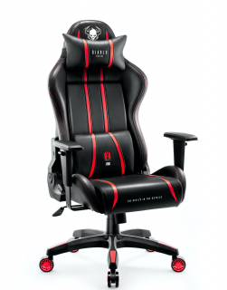 Fotel gamingowy Diablo X-One 2.0 Normal: Czarno-czerwony do 180 cm wzrostu