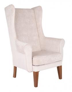 Fotel Uszak - 24 h, beżowy, klasyczny, elegancki, wygodny, tapicerowany, do salonu