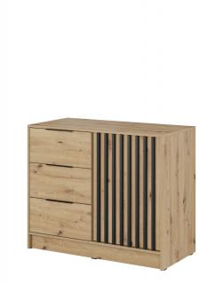 Komoda Nelly 2D z lamelami, dąb artisan, do sypialni