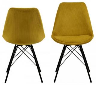 Krzesła Eris do jadalni tapicerowane- żółty sztruks