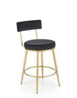 Krzesło barowe h115, hoker, tapicerowany, glamour, czarny