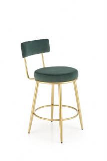 Krzesło barowe h115, hoker, tapicerowany, glamour, zielony