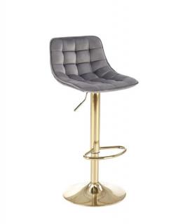 Krzesło barowe h120, hoker, tapicerowany, glamour, szary