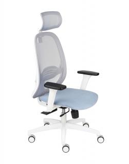 Krzesło biurowe Nodi WS HD - obrotowe, siatkowe, biały, ergonomiczne, z zagłówkiem