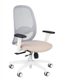 Krzesło biurowe Nodi WS z siatkowym, przewiewnym oparciem, białe, ergonomiczne, do biura i dla nastolatka