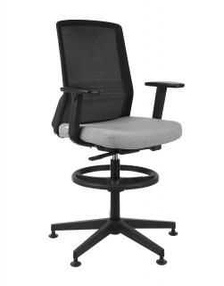 Krzesło Coco BS RB, wysokie z podnóżkiem, biurowe, tapicerowane, ergonomiczny,