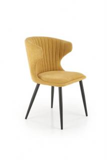 Krzesło do jadalni K496, tapicerowane, nowoczesne, musztardowe