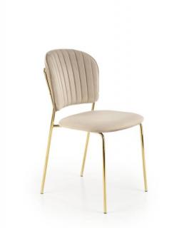 Krzesło do jadalni K499, tapicerowane, glamour, beż
