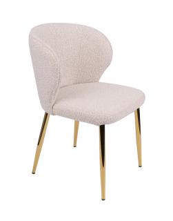 Krzesło do jadalni Meg, tapicerowane, kremowe, boucle