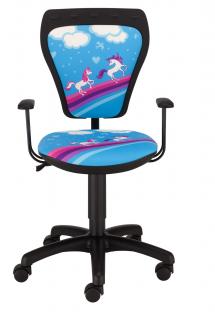Krzesło dziecięce Ministyle gtp Pony, czarne z kucykiem, czarno-niebieskie