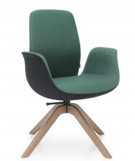 Krzesło ElliePro 20HW - elegancki obrotowy fotel na drewnianych nogach