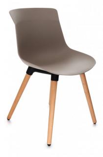 Krzesło Fox na drewnianych nogach z plastikowym siedziskiem, minimalistyczne, beżowe