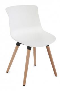 Krzesło Fox na drewnianych nogach z plastikowym siedziskiem, minimalistyczne, białe