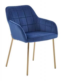Krzesło K306 - granatowe, na złotych nóżkach, glamour, niebieskie