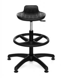 Krzesło Lab Stool Ring Base czarne z podnóżkiem