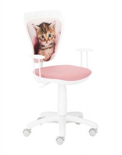 Krzesło Ministyle White Kotek w kocu, różowe dla dziecka do biurka