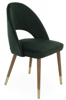 Krzesło Nama zielone, welwetowe do jadalni na nóżkach ze złotymi wstawkami