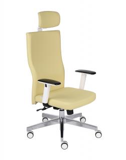 Krzesło Team Plus HD W Chrome - fotel biurowy, obrotowy, z zagłówkiem, tapicerowany