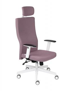 Krzesło Team Plus HD White - fotel biurowy, biały, tapicerowany, z zagłówkiem, wygodny
