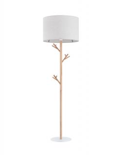 Lampa podłogowa Albero Linen, stojąca, do czytania, boho, drewniana