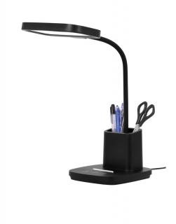 Lampka biurkowa LED z pojemnikiem TOLA czarna K-BL1301, regulacja natężenia światła