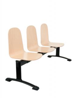 Ławka Malmo Wood 2, 3, 4, 5 Black z drewnianymi siedzeniami do urzędu, biura czy poczekalni