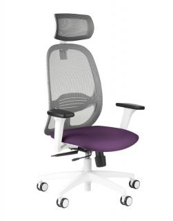 Limited Edition - Krzesło biurowe Nodi WS HD Grafit z fioletowym siedziskiem - biały stelaż, siatkowe oparcie, idealne dla dzieci, czy do domowego biura