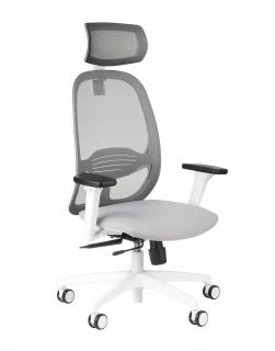 Limited Edition - Krzesło biurowe Nodi WS HD Grafit z szarym siedziskiem - biały stelaż, siatkowe oparcie, idealne dla dzieci, czy do domowego biura