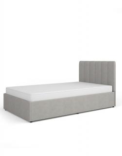 Łóżko do sypialni z pojemnikiem 120x200/160x200 MOSSA MO12 (Cloud 82), szare, do pokoju nastolatka, do sypialni