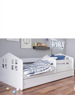 Łóżko dziecięce Kacper 180x80, domek, młodzieżowe, białe, z szufladami