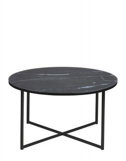 Okrągły stolik kawowy Alisma black / black, czarny z marmurowym blatem i metalową czarną podstawą