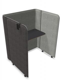Ścianka Wyciszająca Boks Brainy MINI Felt Grey, składana, open space, mobilna, na kółkach