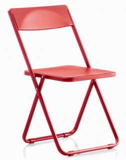 Składane krzesło Slim czerwone, minimalistyczne, niewielkie, konferencyjne, eventowe