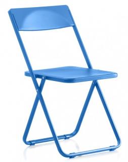 Składane krzesło Slim niebieskie, minimalistyczne, niewielkie, konferencyjne, eventowe