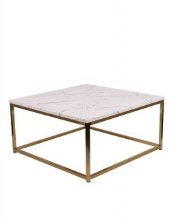 Stolik kawowy Prado white/gold, do salonu, glamour