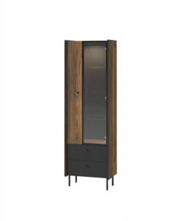 Witryna do salonu Prestigo P3, ryflowane fronty, orzech