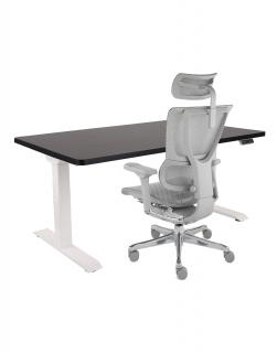 Zestaw: Fotel biurowy Ioo 2 + Biurko regulowane Alto 101 White białe