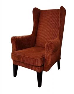 Zestaw: pufa Uszak + fotel Uszak gładki rudy, wygodny, do salonu, tapicerowany