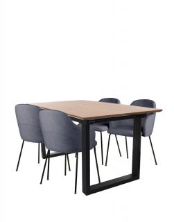 Zestaw: Stół rozkładany Grand + 4 krzesła do jadalni Aura Black, salon