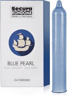 Blue pearl - niebieskie prezerwatywy pokryte stymulującymi wypustkami 24 szt. - 76658474